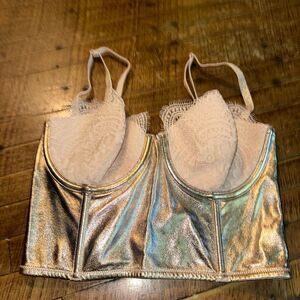 Victoria’s Secret Dream Angels metallic gold corset 32C bra